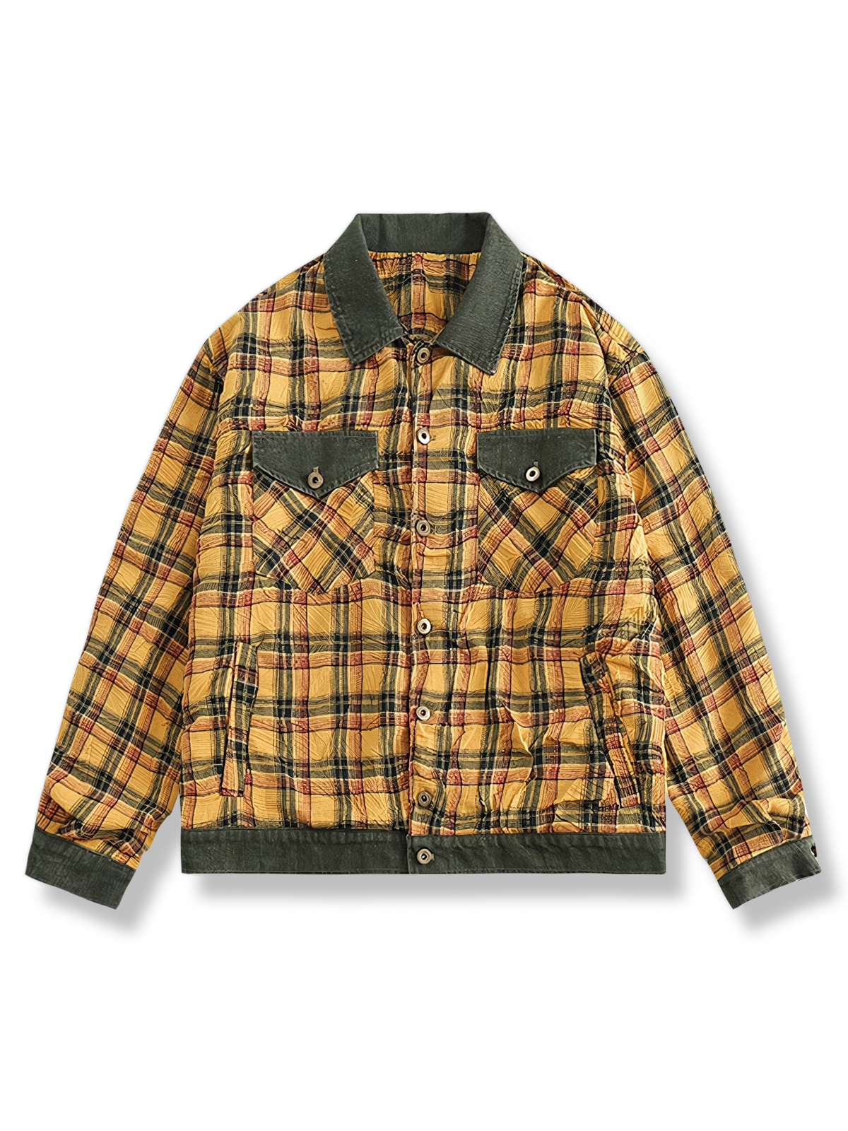 パッチワークチェックシャツジャケット