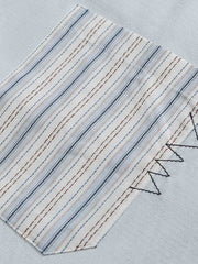 ストライプ柄袖 パッチワーク長袖シャツ