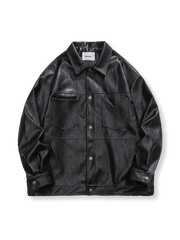 立体ポケット付き PUレザージャケット