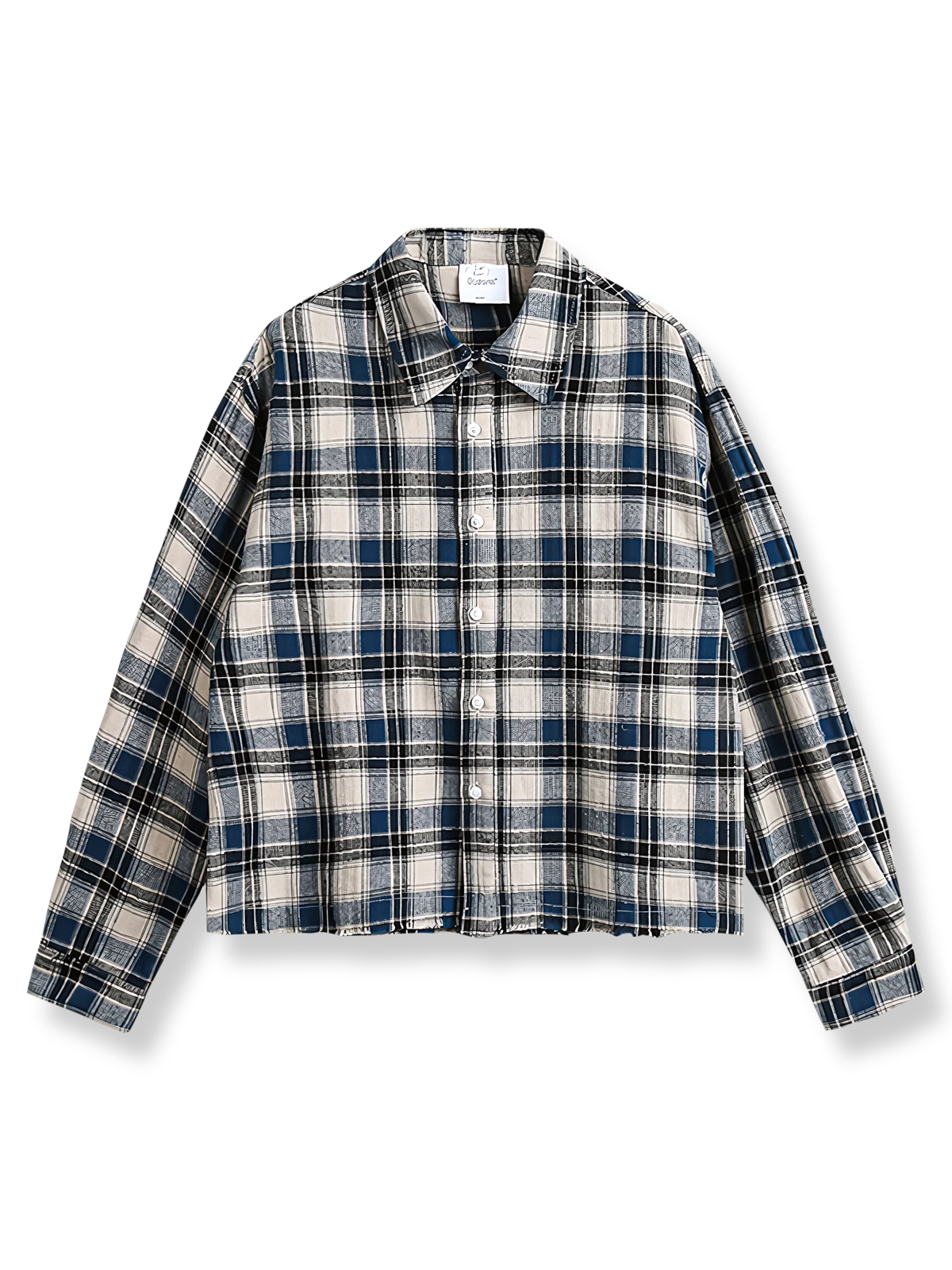 カラーブロックチェック長袖シャツ