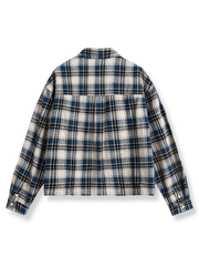 カラーブロックチェック長袖シャツ