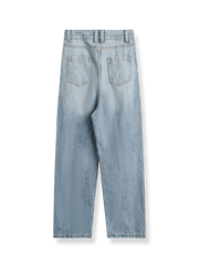 ウォッシュ加工 ストレートデニムパンツ