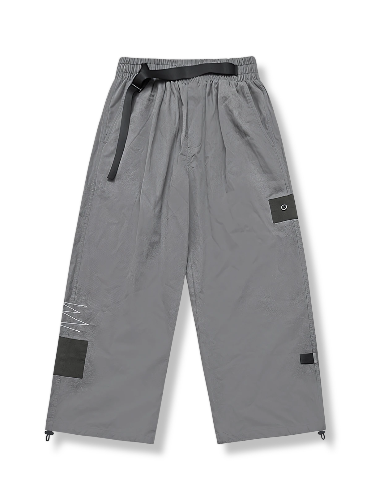 パッチワークデザイン ドローストリング カジュアルパンツ