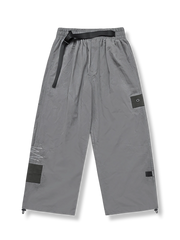 パッチワークデザイン ドローストリング カジュアルパンツ