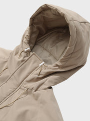 ドローストリング  ジップポケット付き ダウンジャケット