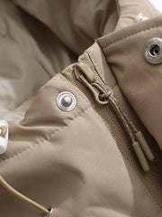 ドローストリング  ジップポケット付き ダウンジャケット