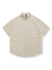 バブルシフォン ストライプ 半袖シャツ