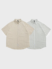バブルシフォン ストライプ 半袖シャツ