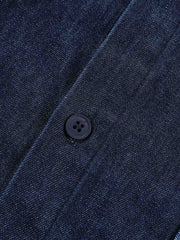 デニム＆チェック柄 パッチワーク 長袖シャツ