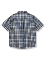 コントラスト ポケットチェック柄 シャツ