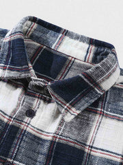 微起毛加工 チェック柄スリーブ長袖シャツ