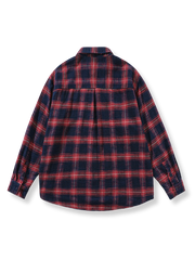 微起毛加工 チェック柄スリーブ長袖シャツ