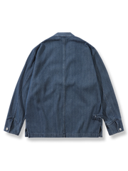 ウォッシュデニム　ポケット付きはんてん