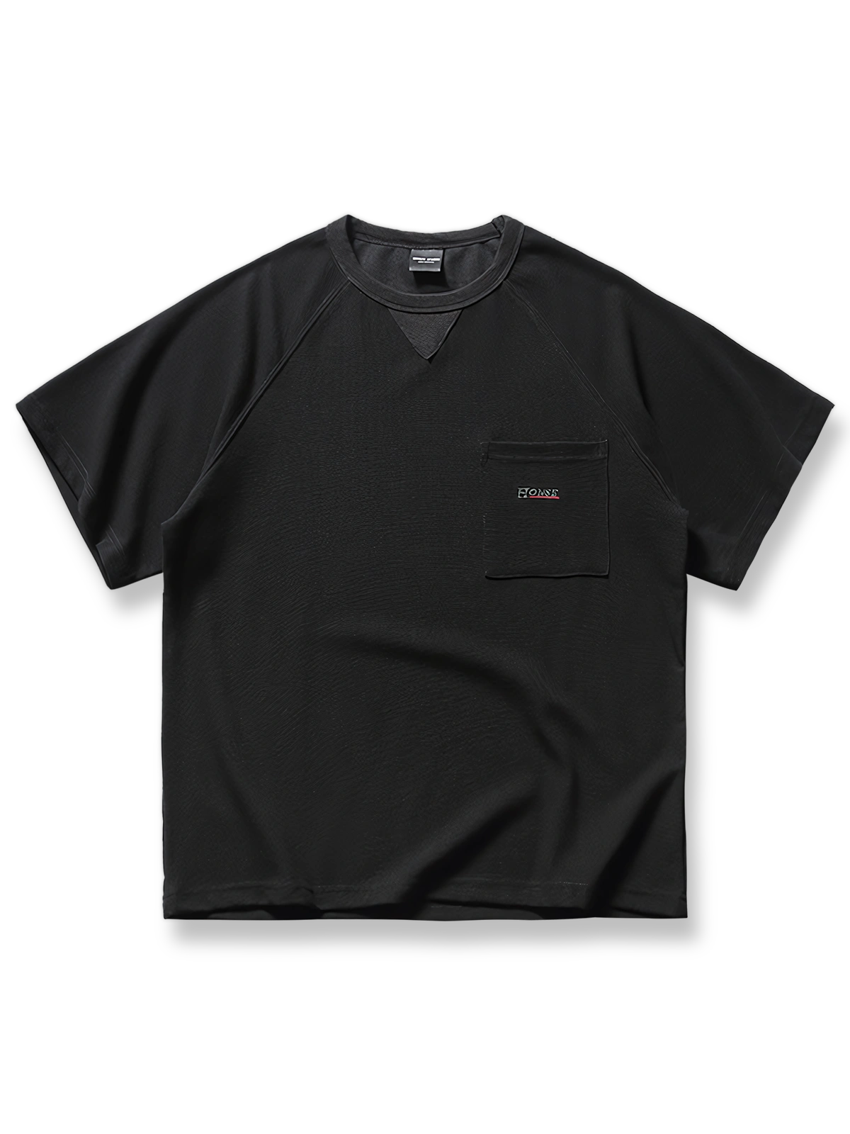 製品画像: ワッフル地ヴィンテージ風ポケット付き半袖Tシャツの正面図