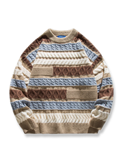 2色 ラウンドネック ニットセーター