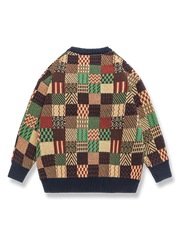 カラーブロック チェック柄 ニット