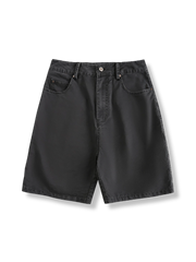 ウォッシュド ストレート デニムショートパンツ