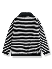 ストライプ柄 ポロカラーカーディガン