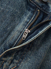 ヴィンテージ風オイルステイン デニムパンツ