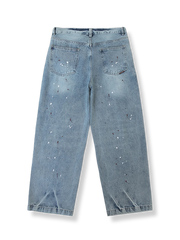 ペインティング加工 デニムストレートパンツ