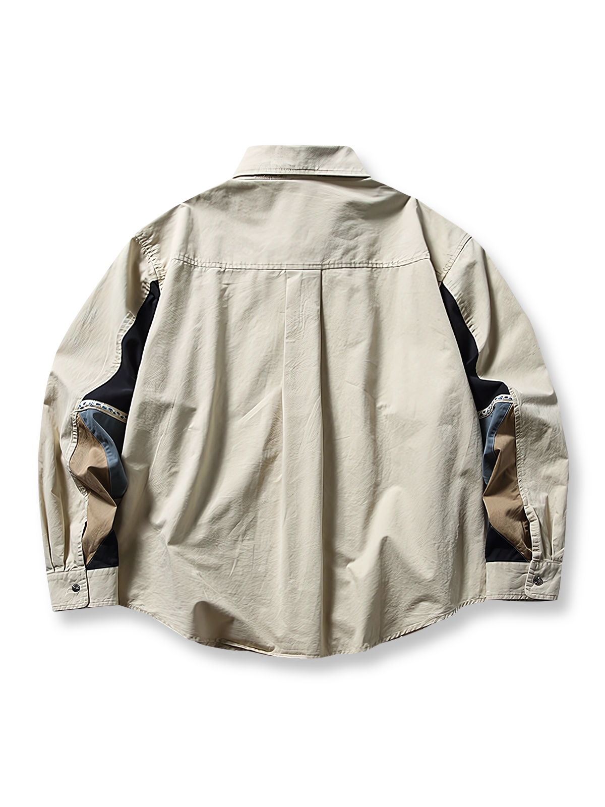 配色ストライプ酵素洗いカジュアルシャツのフロントビュー