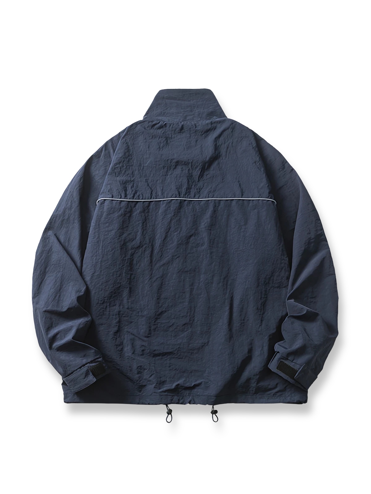 製品画像: 防水・リフレクター付き100%ナイロントレンドスポーツジャケット全体画像。アウトドアや日常使いに適したデザインで、防水性能とリフレクターデザインが際立ちます。

詳細画像: 夜間の安全性を高めるリフレクターデザインと、スタイリッシュな配色のディテールクローズアップ。防水機能とトレンド感を両立した高性能ジャケット。