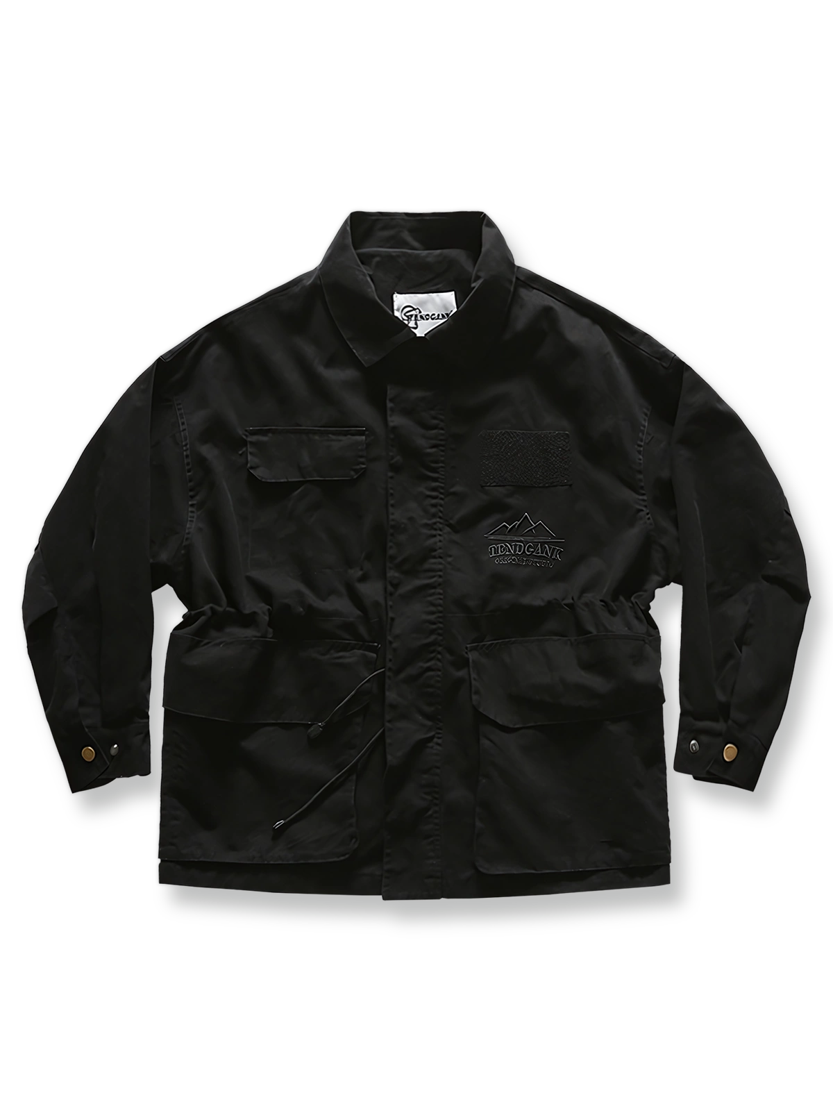 ヴィンテージミリタリースタイルの立体ポケット付きジャケットのフロントビュー