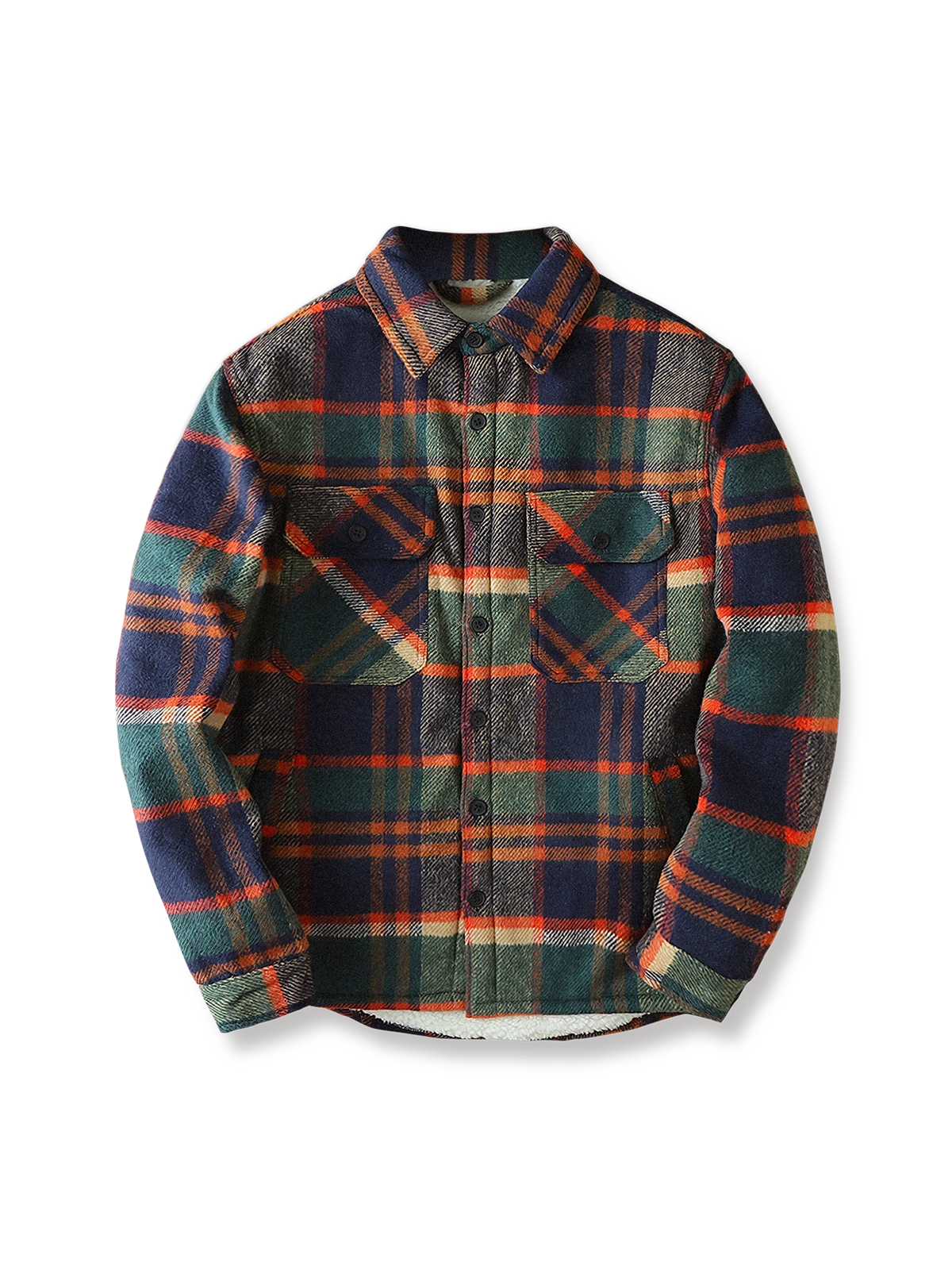 モール撞色チェックシャツ