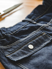 ウエストゴム ツープリーツ テーパードデニム