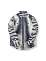 ストライプ キャンバスコットン シャツ