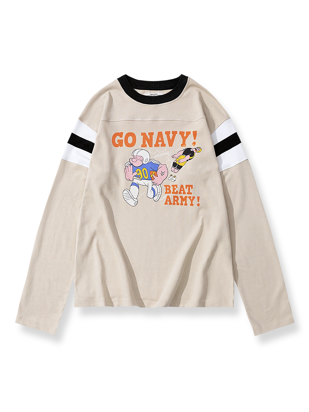 製品画像: ヘビーウェイトパネルストライプラグビー風長袖Tシャツ