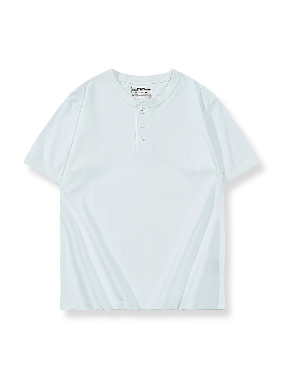 製品画像: 基本的なヘビーウェイトヘンリーネック半袖Tシャツ正面展示