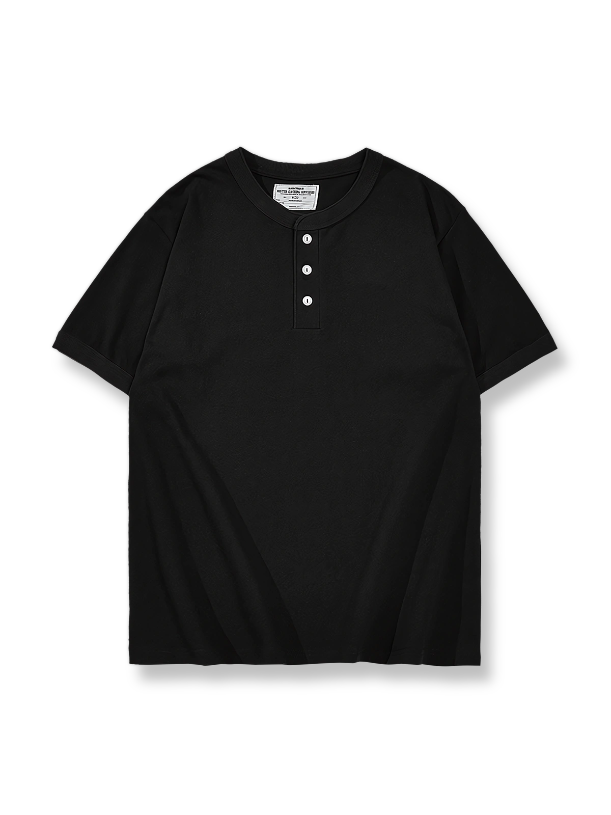 製品画像: 基本的なヘビーウェイトヘンリーネック半袖Tシャツ正面展示