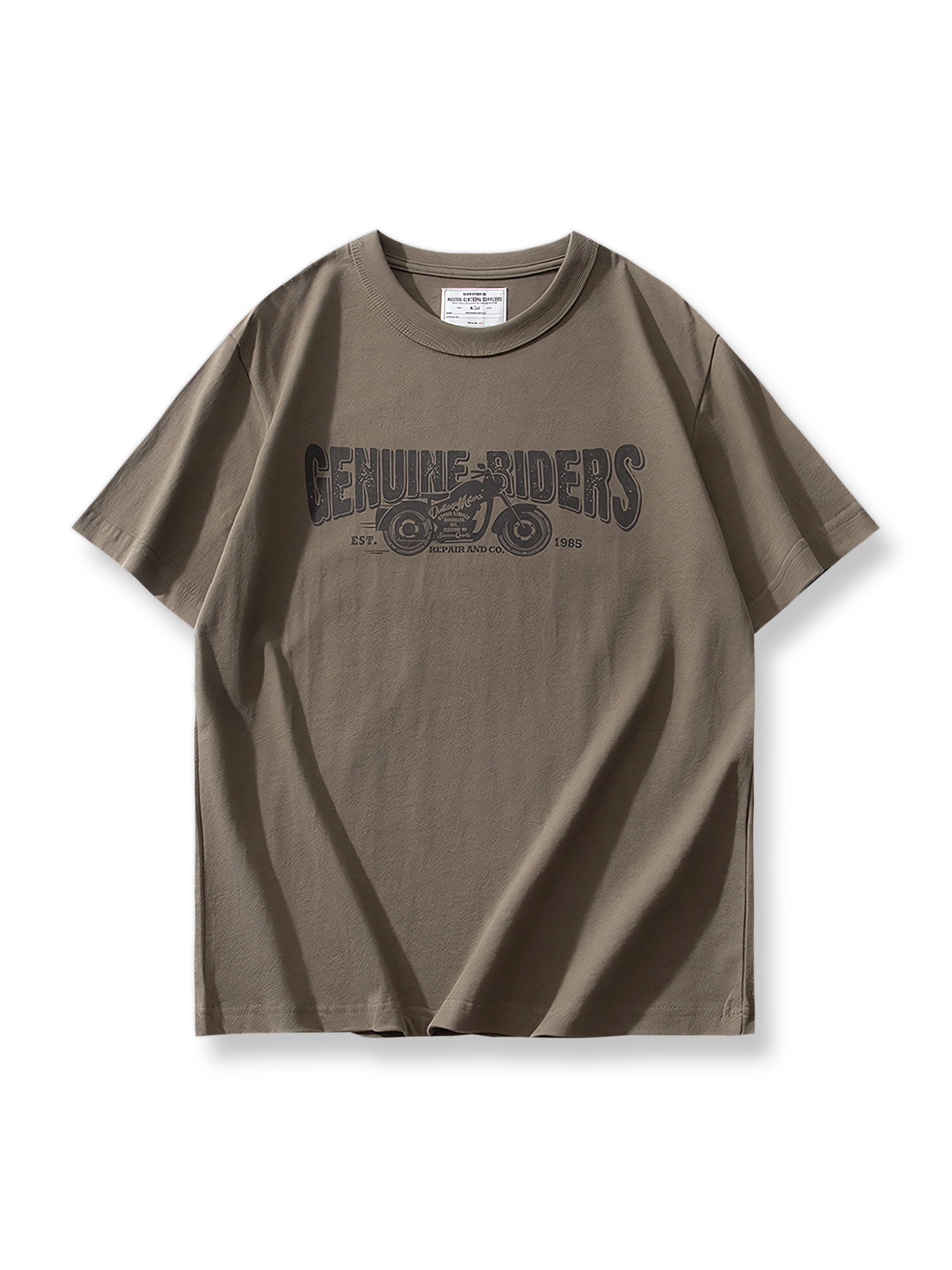  レトロバイカーアルファベットプリントTシャツ正面展示