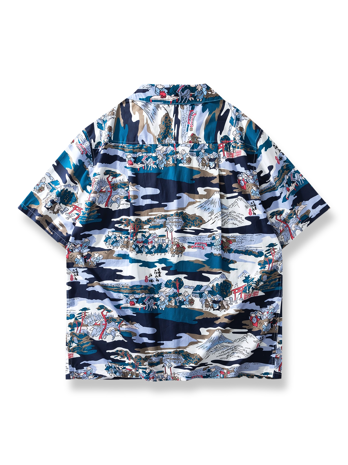 浮世絵風ハワイアン半袖シャツ