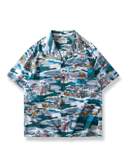 浮世絵風ハワイアン半袖シャツ