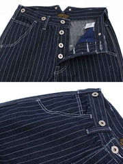 ワイド スト ライプデニム ワークパンツ