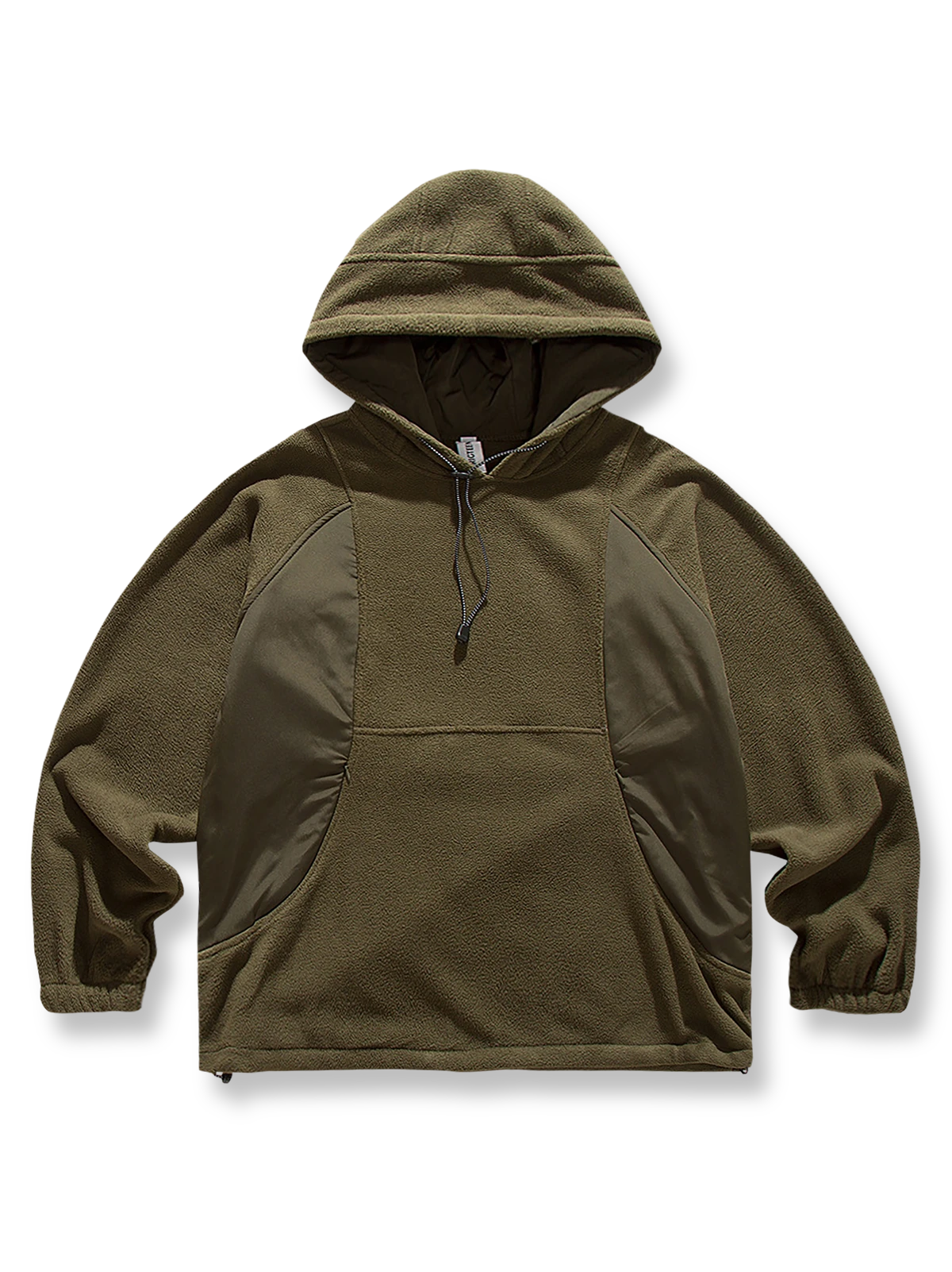 製品画像
「フード付き パッチワーク シープスキン風 パーカーの正面全体図。クラシックなアウトドアスタイルから着想を得たデザインで、大胆なパッチワークディテールとシープスキン風素材を使用。快適さとトレンドを融合し、寒さをしのぎつつ個性的なファッションを演出する冬の必須アイテム。」

詳細画像
「フード付き パッチワーク シープスキン風 パーカーのカンガルーポケットとパッチワークディテールのクローズアップ画像。登山服からインスパイアされた機能的なデザインで、収納性とアクセントを両立。柔らかなシープスキン風素材と防風ゴム仕様の袖口・裾で快適なフィット感を実現。」