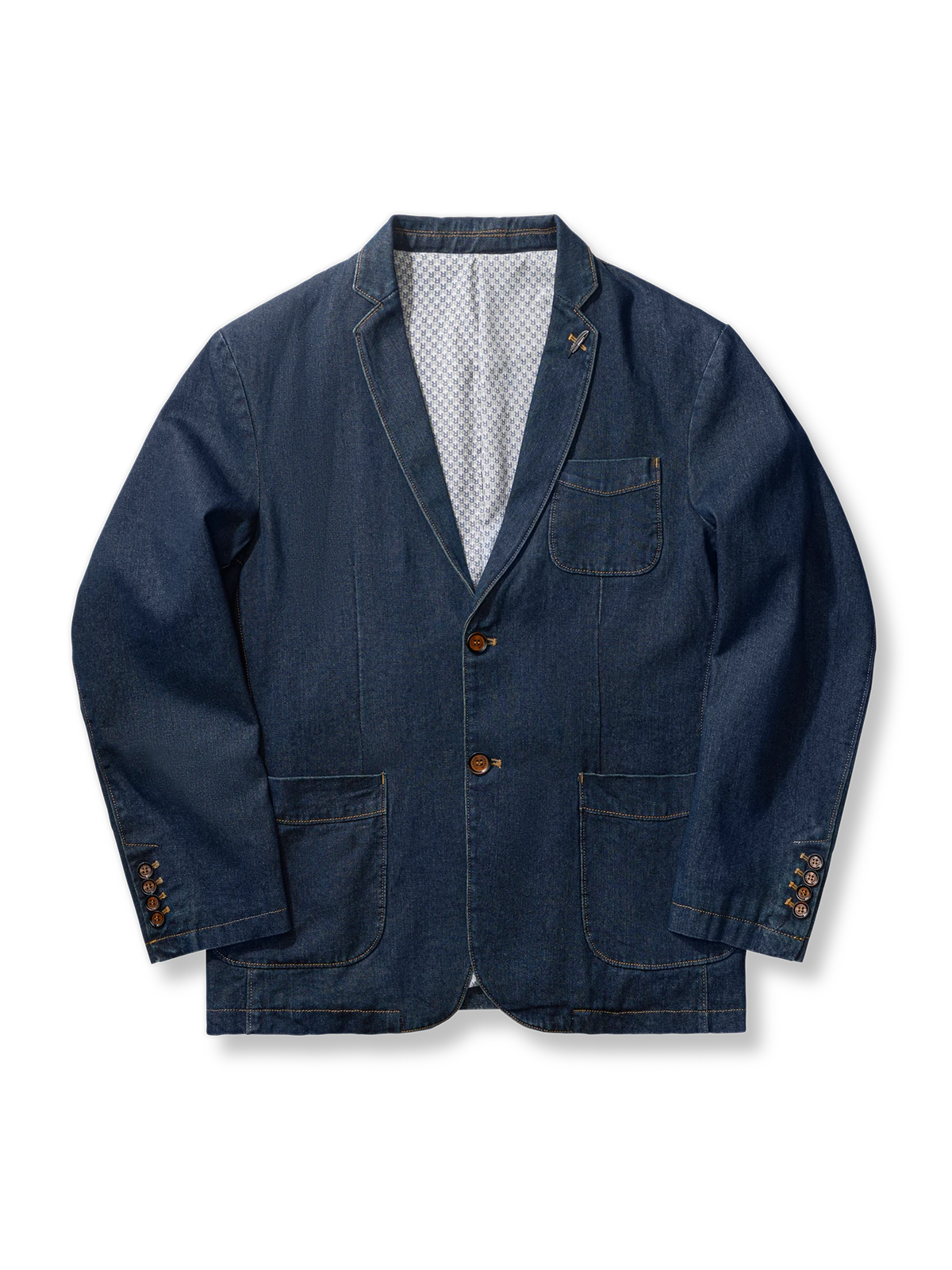 リーフブローチ付きデニム テーラードジャケット