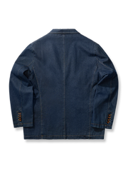 リーフブローチ付きデニム テーラードジャケット