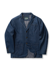 裏ストライプ柄 デニム テーラードジャケット