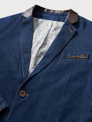 ブローチ付 デニムテーラードジャケット