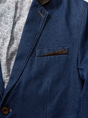 ブローチ付 デニムテーラードジャケット