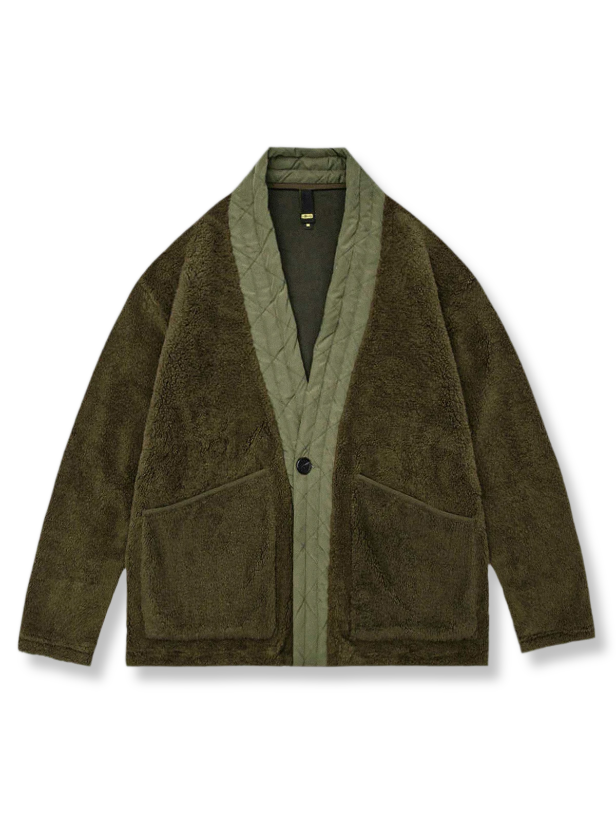 ボタン付き パッチワーク フリース 2色 はんてん