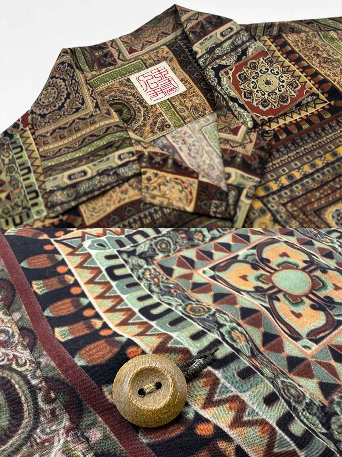 トンコウプリント テンセル キューバカラーシャツのディテール図