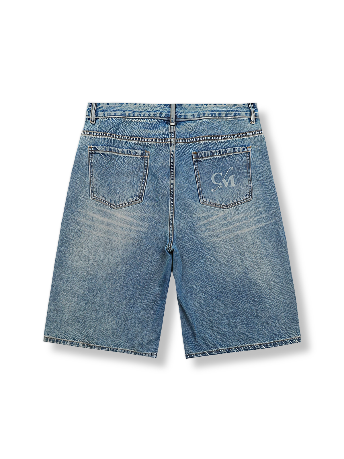 重加工バーニングデザインアメリカンヴィンテージウォッシュストレートクロップドデニム正面展示