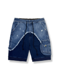パッチワークスタイルデニムショートパンツ