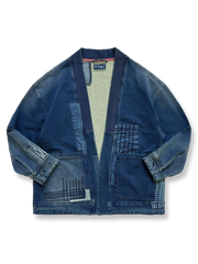 インディゴパッチワークはんてん