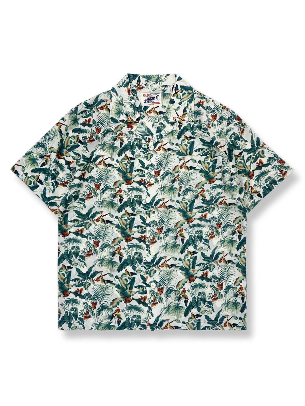 トロピカルパロットプリント ハワイアンシャツ