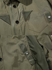 パッチワークディテールと多機能ポケットの特写